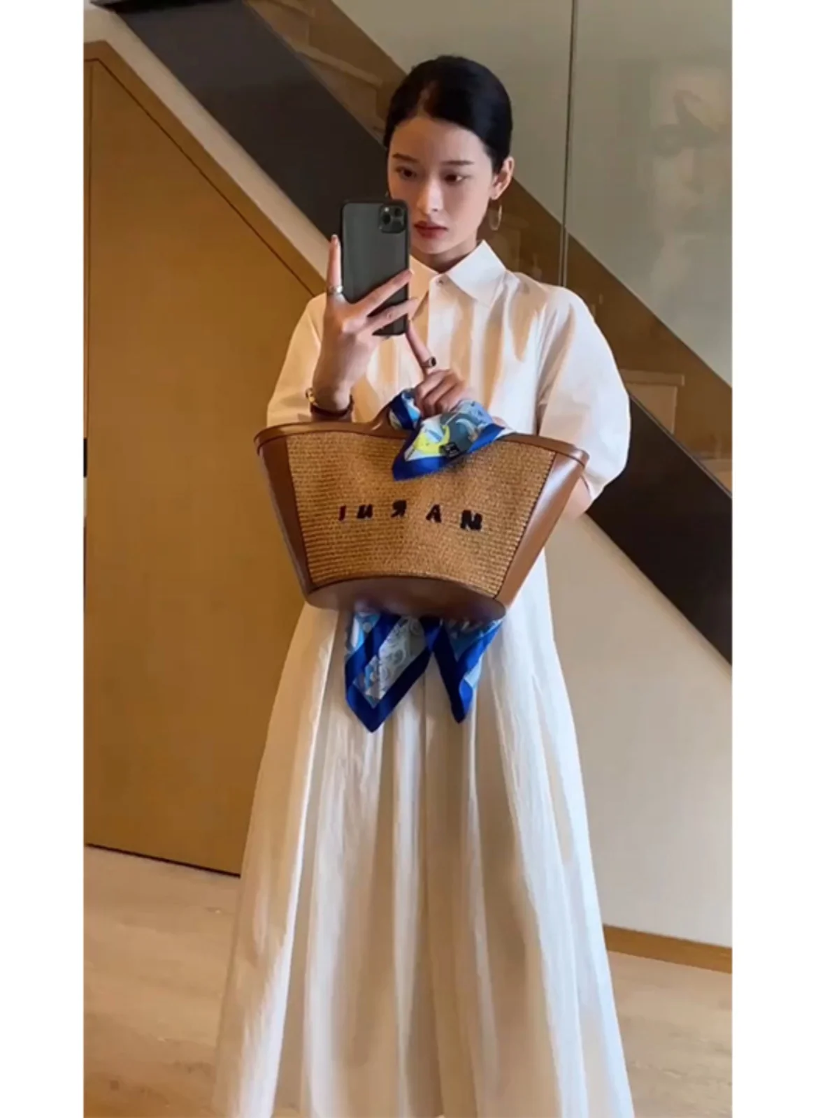 

Ele White irt Dr Formal Ocns Женская летняя длинная юбка с высокой талией Bubble Sve Korean Sle Commute Faion