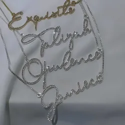 DUOYING Custom Name Script Nameplate Necklace Birthstone Pave Outline Zircon Pendant Choker Necklace Luxury Jewelry Cute Gift