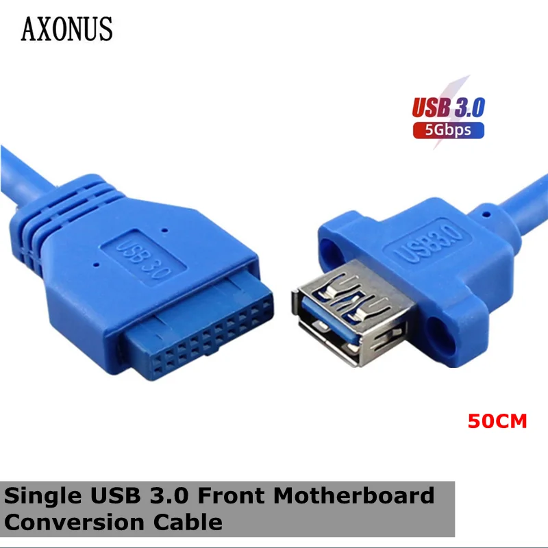 Single USB 3.0 Front Motherboard Conversion Cable 9-pin/20-pin To Single Port Standard A Female With Screw Hole