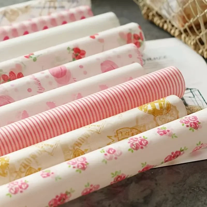 Home Kitchen 100 Sheets of Oil Resistant Parchment Paper Heart Shaped Sandwich Packaging, Cake Decoration and Basket Lining