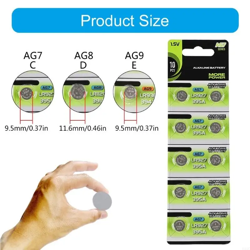 F62C 10pc/20pc AG7/AG8/AG9 Alkalin -Knopfzellen 1,55 V Zuverlässige Leistungsquellen Batterie für Hörgeräte und medizinische