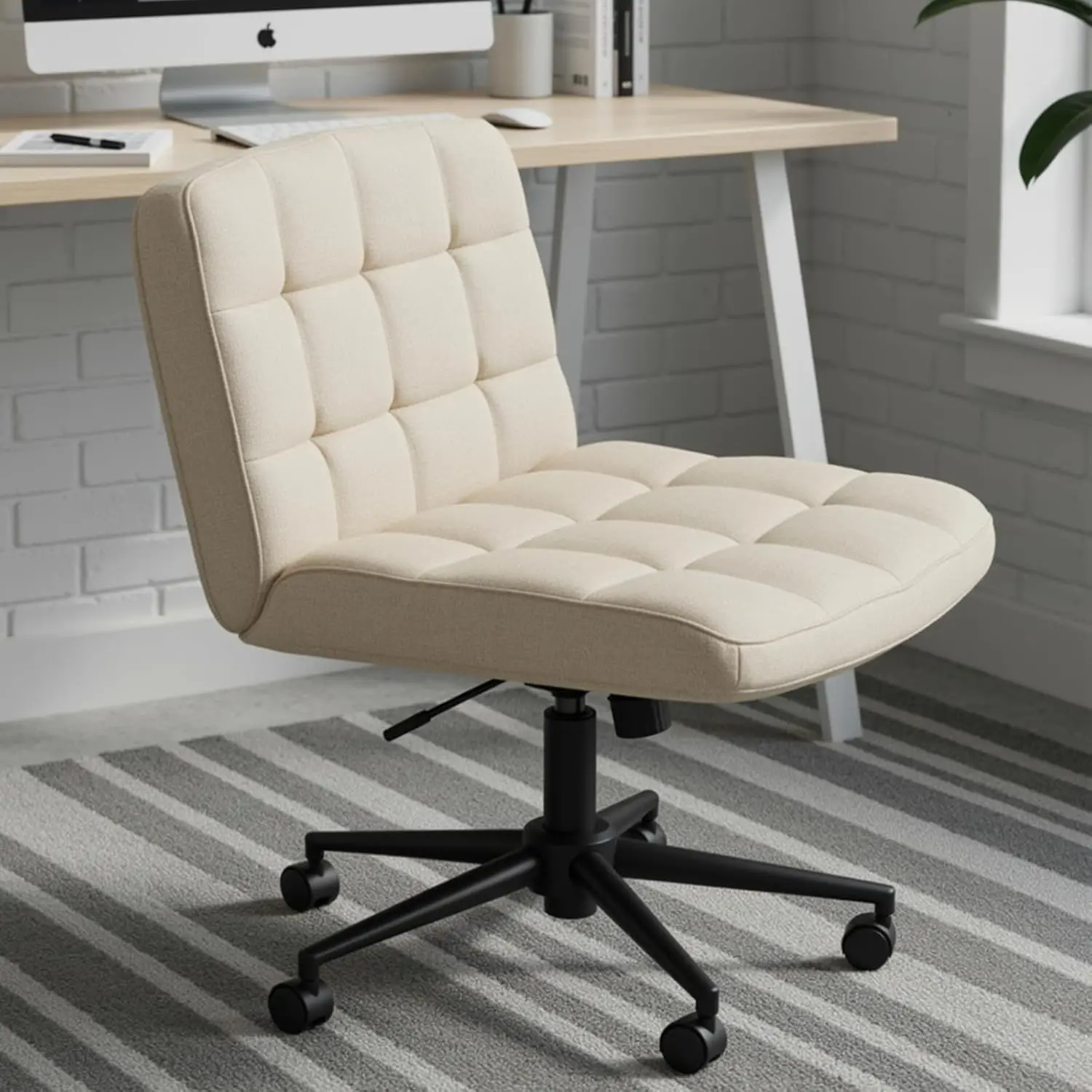 Office Chair Wide Cross-legged Chair Sitting, Ergonomic Height-adjustable Criss-cross Chair Without Armrests, for Home Office