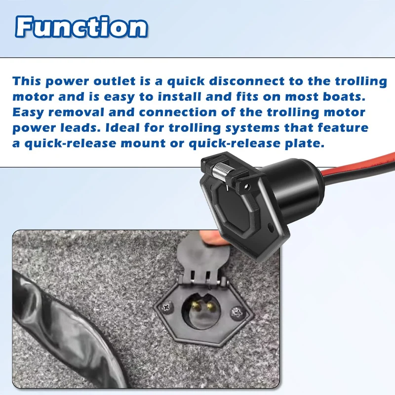 8M4000954 Trolling Motor Power Receptacle for 50A Trolling Plug , 2-Prong for 12V, 24V or 36V , for Bow-Panel Installation