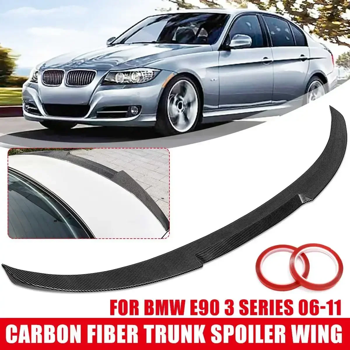 

Glossy Black/carbon fiber Style ABS trunk spoiler Wing-M4 STYLE FOR 2006-2011 For BMW E90 3 SERIES SEDAN & M3 2008-2012 Body Kit