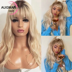 13x6 Ombre Blonde Lace Front Human Hair Wigs With Bangs Transparent 613 HD Lace Frontal Wig Virgin 13x4 Body Wave Lace Front Wig