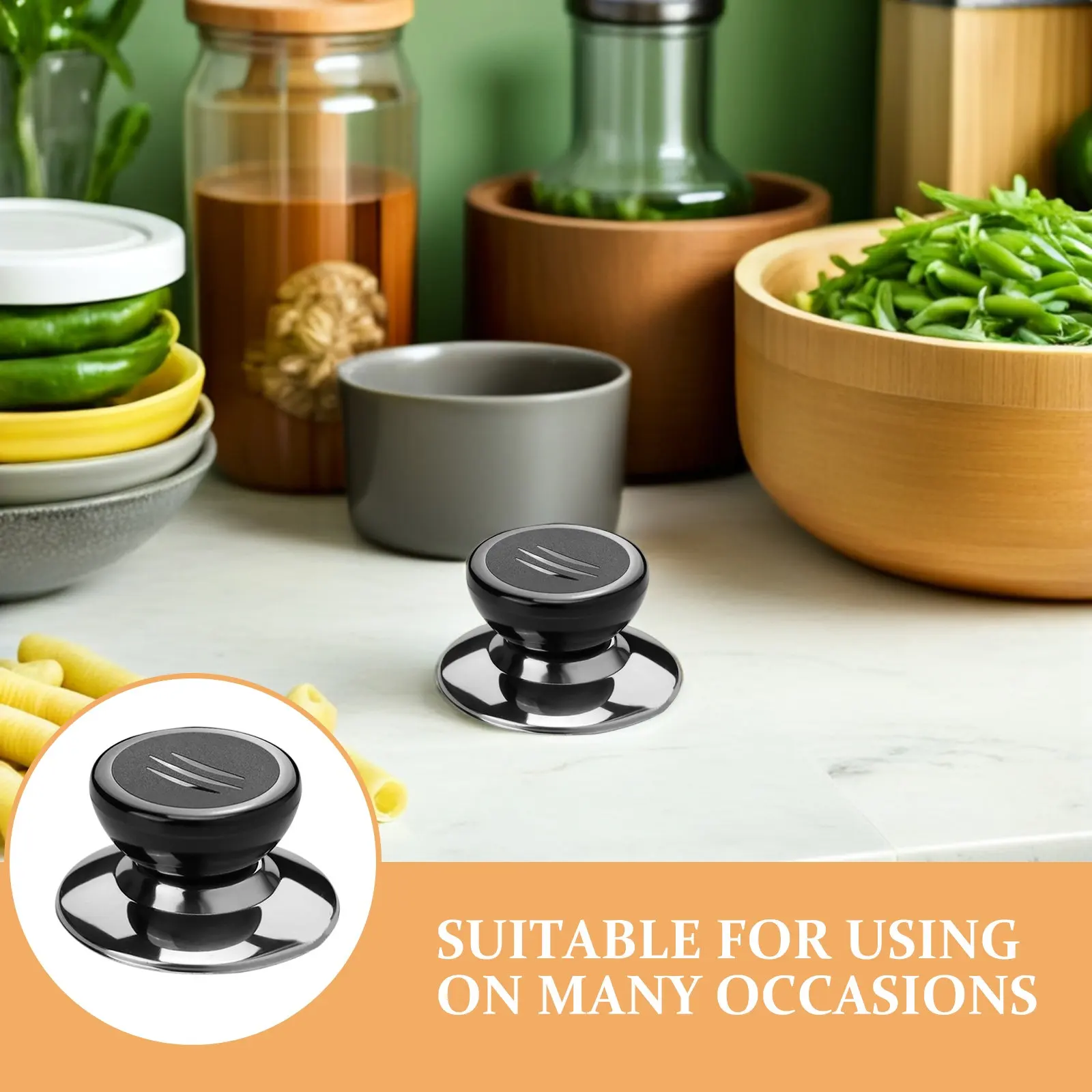 Pan Lid Knobs 2Pcs Replacement Handles Heat Resistant Durable Easy Clean for Pots Woks and Cookware Lids