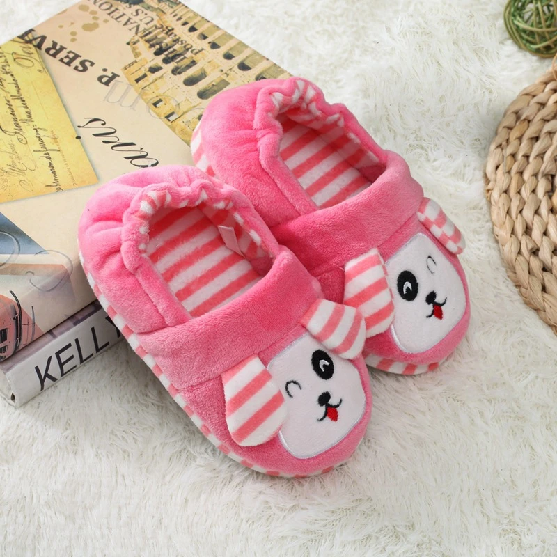 New Children Winter Shoes Toddler Girls Slippers Plush Warm Cartoon Puppy Home Gear Little Kid House Indoor Footwear Baby Items