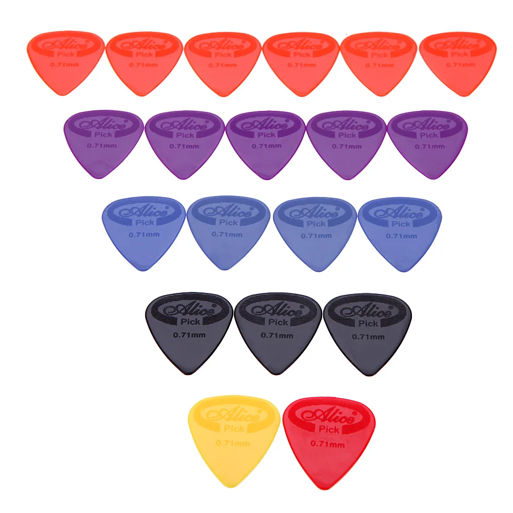 

Alice AP-G 20pcs 0.71mm Projecting Nylon Guitar Picks Plectrums for Guitar Bass Ukulele Players Various Colors