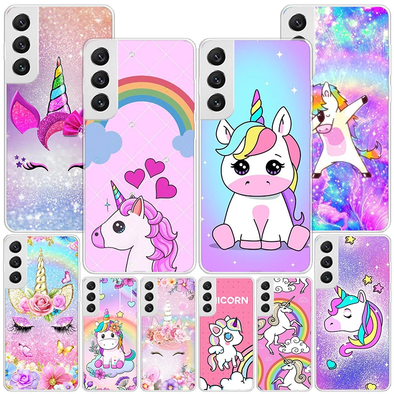 Pink Unicorn Rainbow Phnoe Case for Samsung Galaxy Note 20 Ultra 10 Lite 9 8 M12 M21 M30S M31S M32 J4 J6 Plus Unique Cover Coque