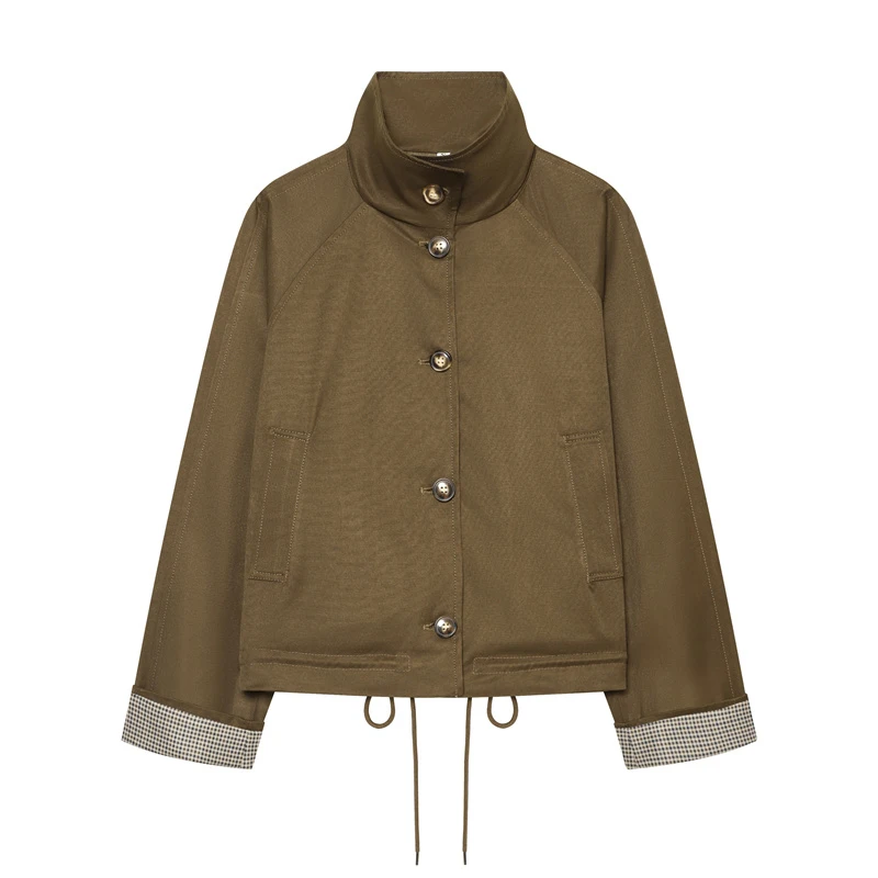 Guobioziy Women's Top 2026 New Style Women's Cropped Stand Collar Work Jacket Vintage Workwear Look That's Not Easy To Sag