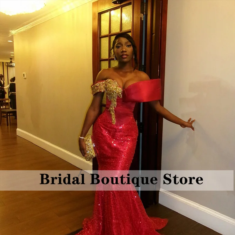 فساتين لحضور الحفلات الموسيقية الكلاسيكية بالترتر 2025 بدون أكتاف لامعة حورية البحر رداء حفلات الزفاف مخصص بدون أكمام vestidos para noite