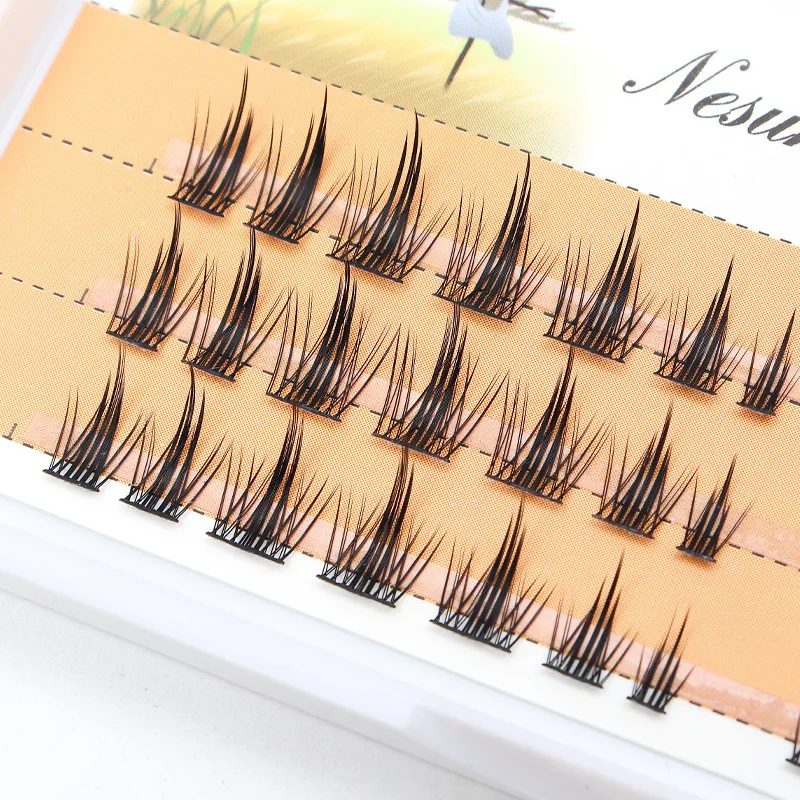 Segmented Extension Natural Slender Cross Simulation Thick Fish Tail Single Cluster Hair Soft Curly Swallow Tail False Eyelashes