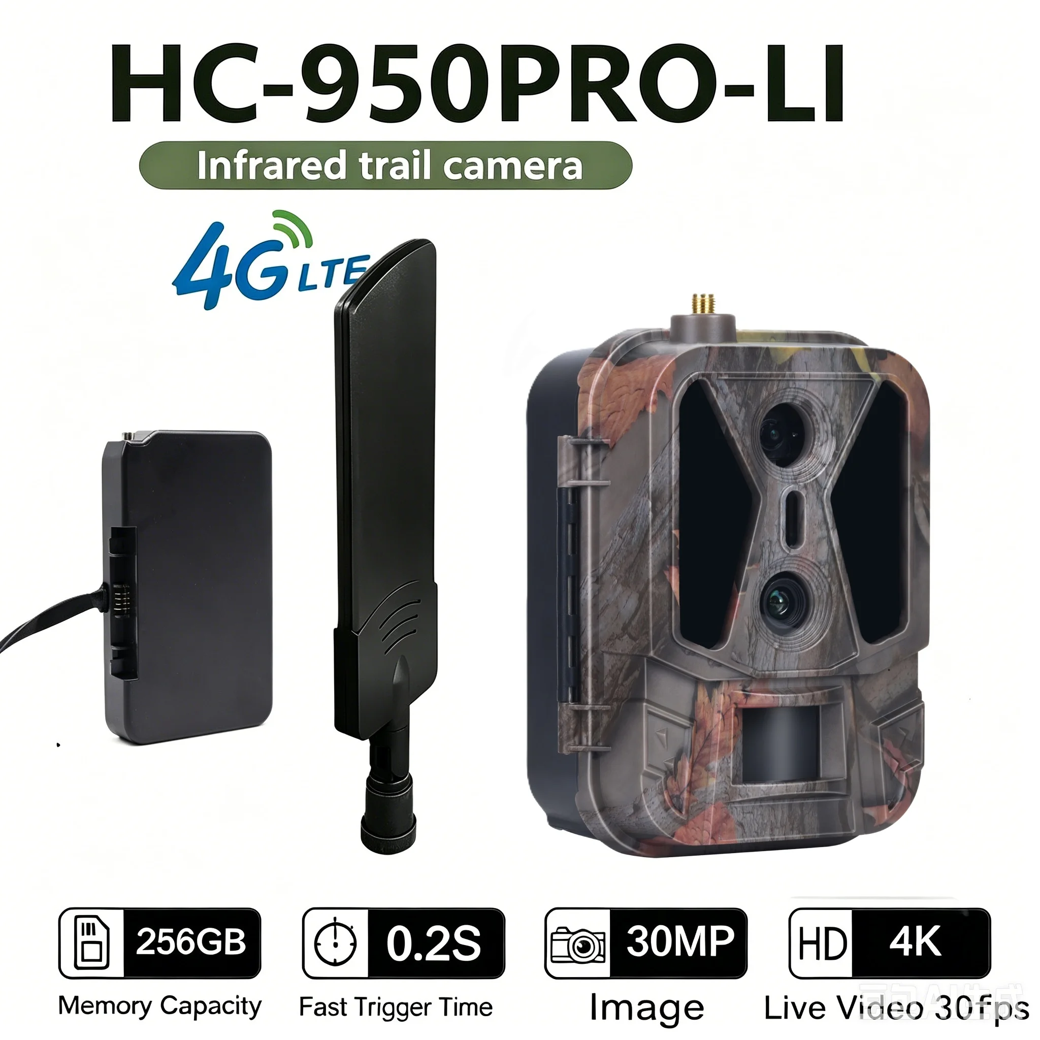 4K Dual Lens Wildlife Hunting Camera 4G Tracking with APP Control Cloud Service 8000mAh Battery for Outdoor Surveillance