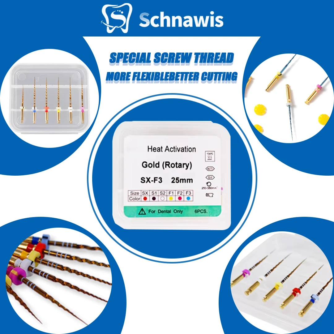 6Pcs/box Dental Files Engine NiTi Super Rotary File Endo Root Canal File Endodontic SX-F3 Rotary Flexible Dentistry Files