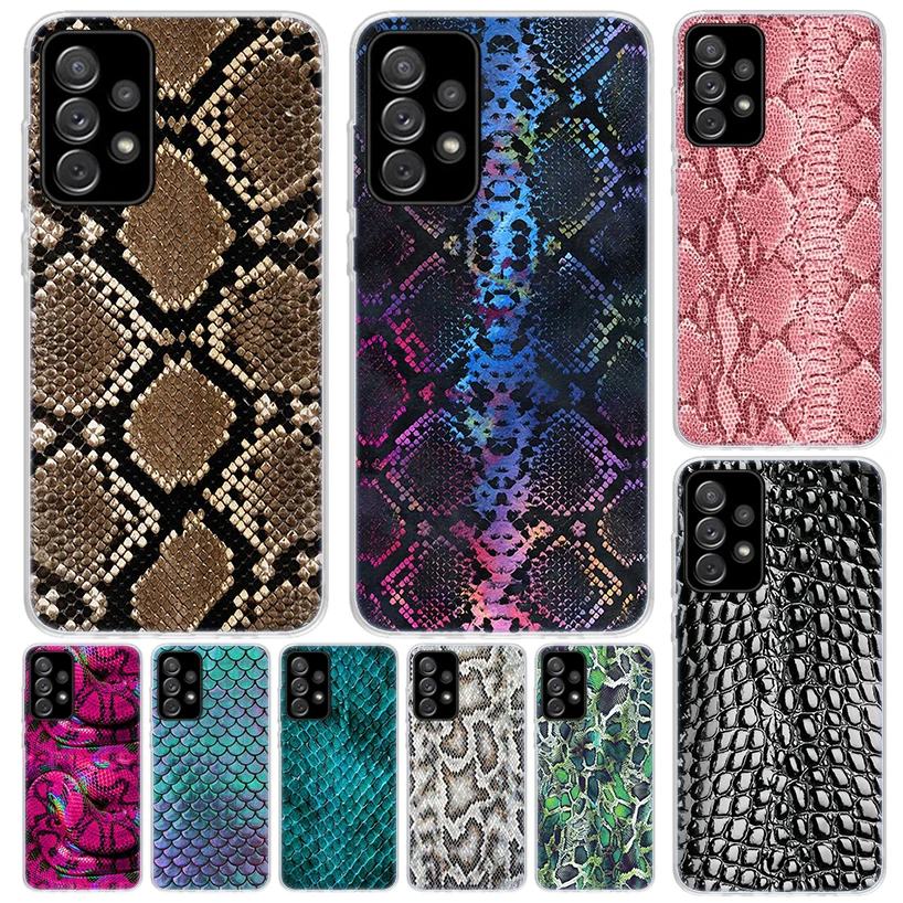 Pink Snake Skin Printing Drawing Phone Case For Samsung Galaxy A15 A14 A54 A13 A53 A12 A52S A55 A22 A23 A24 A32 A33 A34 A25 A35 