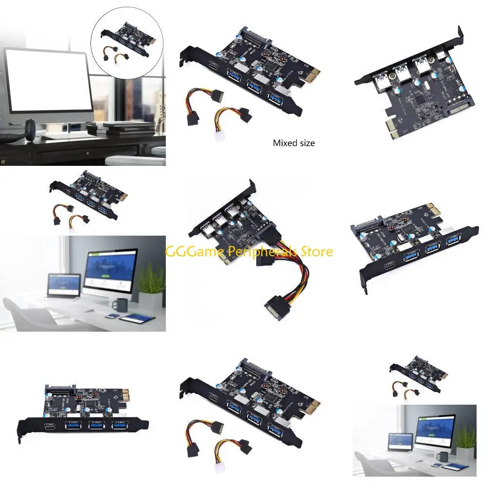 

U55B 4-Port PCI-E to 1x Type-C 3x Type-A USB3.0 4-Port PCI-Express Expansion Card with Internal 19-Pin Connector