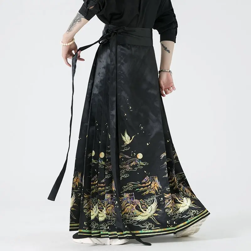 Jupe noire Hanfu Horse Face avec chemise pour hommes et femmes, Streetwear élégant, RapIndustry, grande taille, mode, 9 couleurs