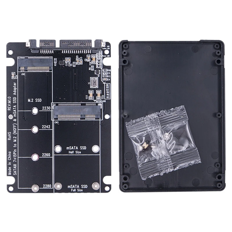 

2 In 1 M.2 NGFF SSD To SATA 3.0 Adapter Converter Case Enclosure 6Gbps SSD Case Support 2230 2242 2260 2280 SSD