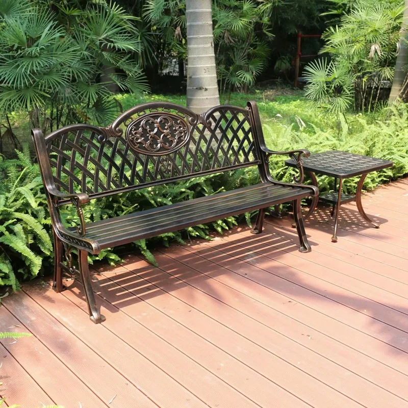 Wooden chair outdoor park chair garden leisure chair square chair environmental protection bench outdoor garden iron bench assem