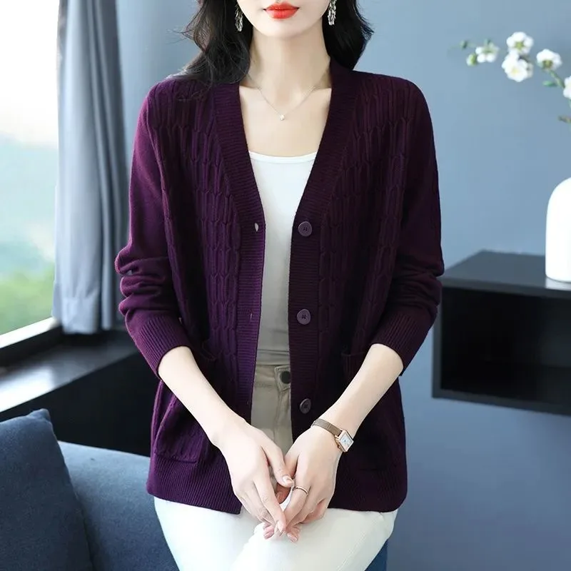 

Mom's Autumn Knitted Cardigan Plus Fat Western Style Shawl Top Loose Sweater Jacket