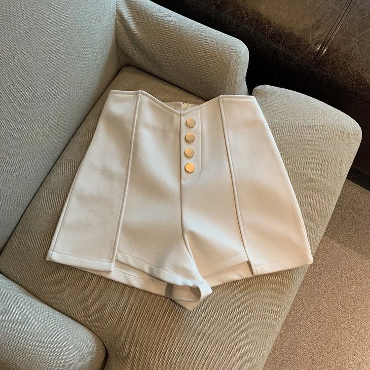 Stylish A-Line Wide Leg Short Pants Women's Spring Autumn Outerwear Booty Hot Pants Small Size High Waist Straight Cut