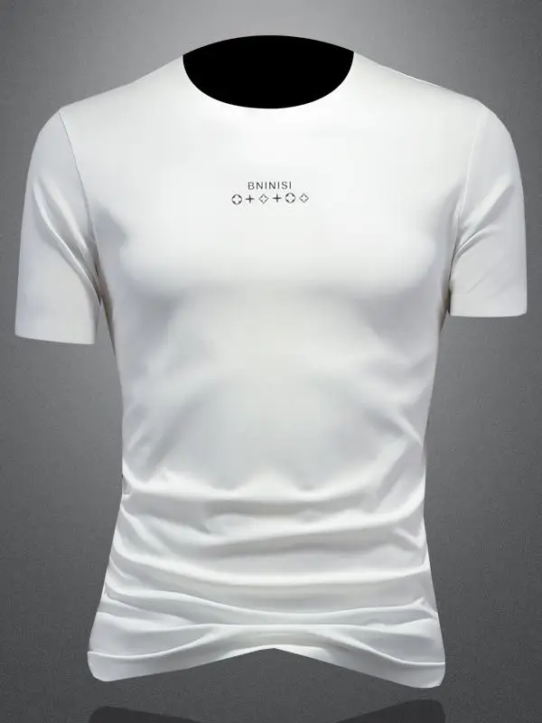 

Sl Gluel ort Sve T-irt round Ne Comfortable Breathable Youth Faion Korean Sle Elastic Slim Fit Base Layer