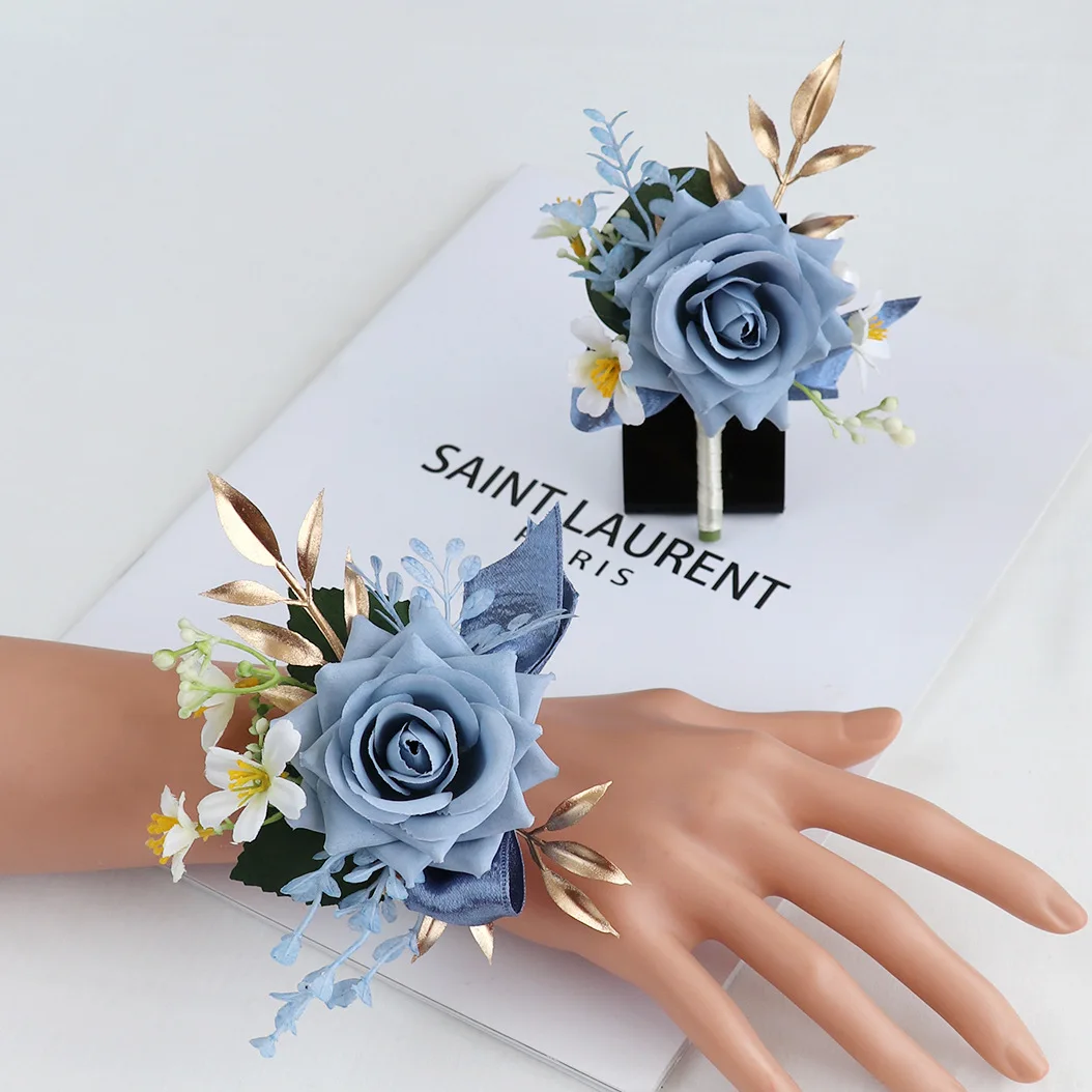 Europese Bruiloft Accessoires Bruidegom En Bruid Corsage Bruidsmeisje Zussen Groep Pols Bloem Verjaardagsfeest Prom Bloem