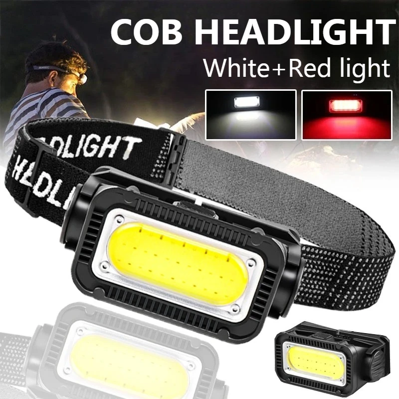 

USB Rechargeable LED Headlamp 5 Modes Fishing Camping Lantern Waterproof Mini Headlight Portable Floodlight COB Head Torch