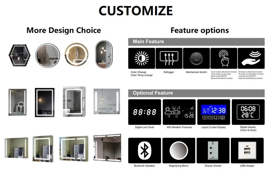 Wall Mounted led Salon Mirror Light Smart Mirror Rectangle Defogger Dressing Wholesale Full Length Mirror Led