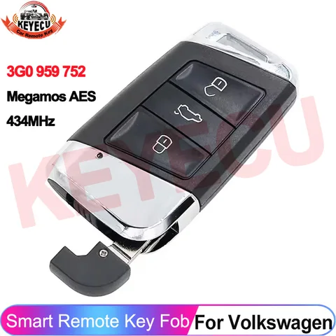 KEYECU 3G0 959 752 для VW Volkswagen Passat B8 Magotan Superb A7 2015-2020, бесключевой доступ, автомобильный ключ-пульт, 434 МГц, чип MEGAMOS AES