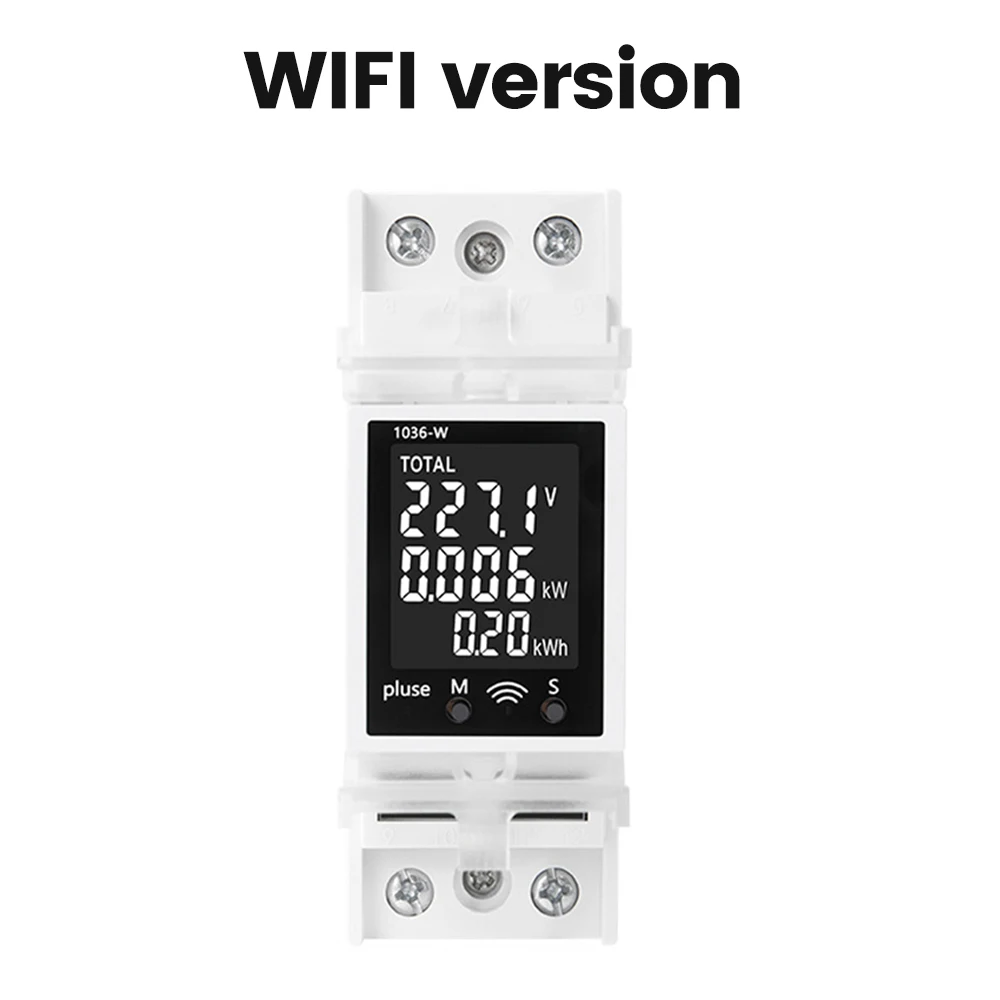 Multifunctional Electric Power Meter AC85-265V 63A 17KW Voltage Current Electric Power Meter Digital Display WIFI Tuya Control