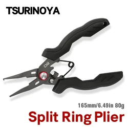 TSURINOYA Split Ring Fishing Pliers Braid Cutters Fishing Line Scissors 80g RS-165 Stainless Steel Rubber Handle Fishing Tackle