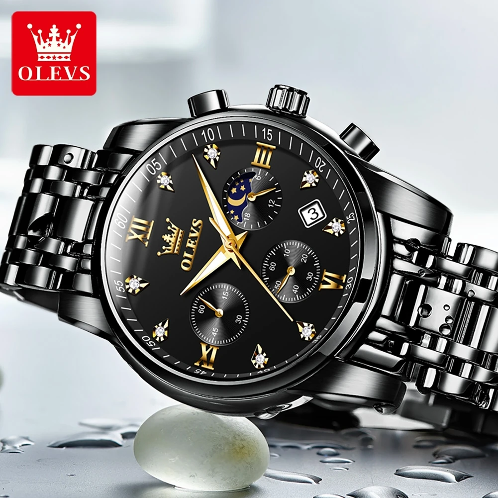 OLEVS Best Selling Luxury Fashion Quartz Watch for Men High Quality Original Stainless Steel Waterproof Multifunction Man Watch