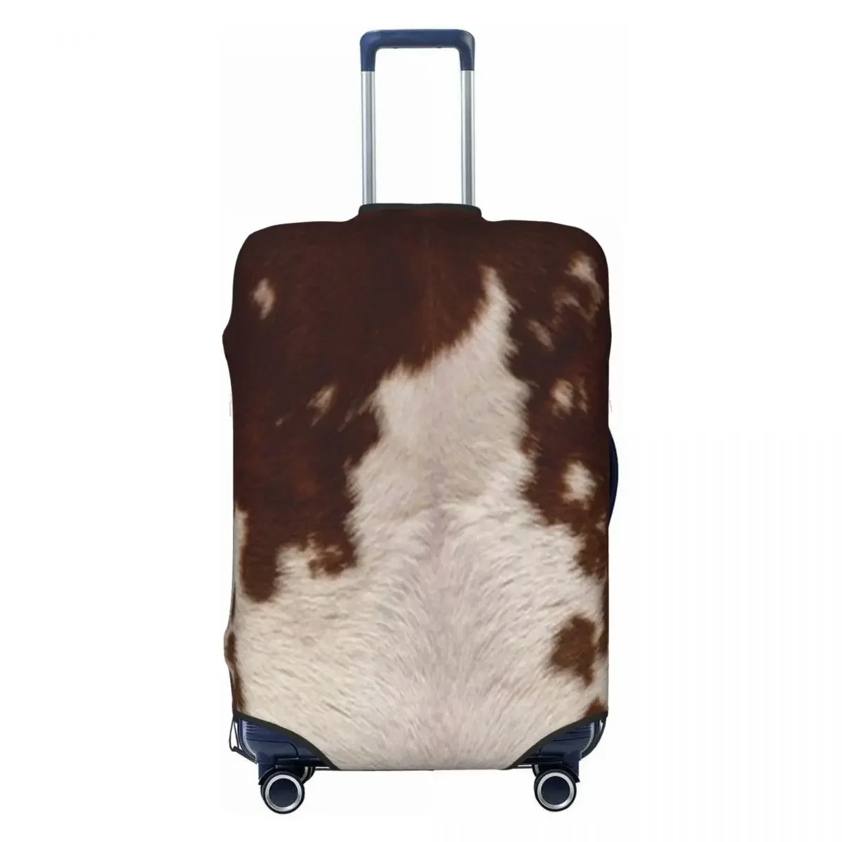 Custom Brown Calf Cowhide Luggage Cover Cute Animal Skin Fur Leather Texture Suitcase Protector Covers Suit For 18-32 inch