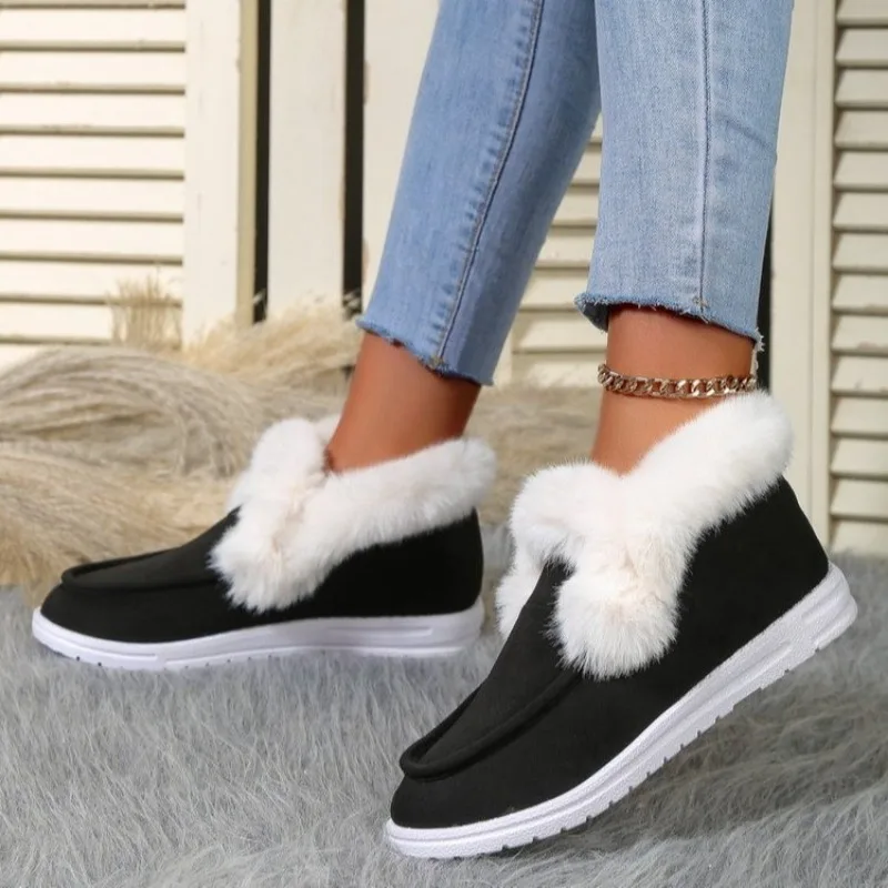 

Winter 2023 Women's Ankle Boots Women's Winter Warm Plush Snow Boots Suede Shoes Women's Anti Slip Comfort Women's Shoes