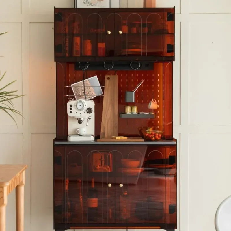 Gray square light luxury dining side cabinet, Nordic simple living room storage combination wine cabinet