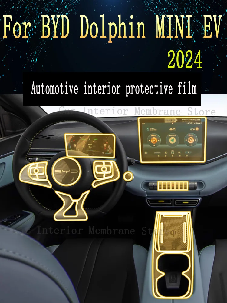 

For BYD Dolphin MINI EV 2024 Gearbox Panel Navigation Automotive Interior Screen Protective Film TPU Anti-Scratch Sticker