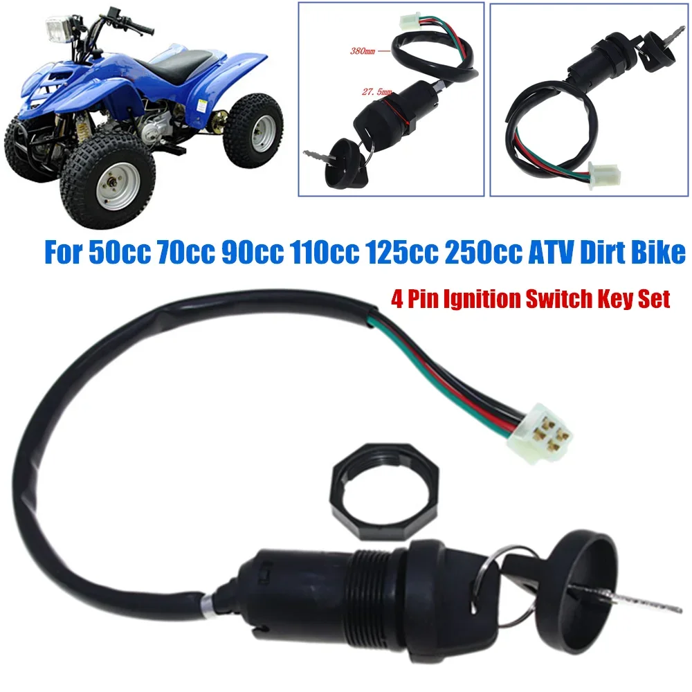 4 Pin Ignition Switch With Key Motorcycle Ignition Switch Kits For 50cc 70cc 90cc 110cc 125cc 250cc ATV Dirt Bike Motorcycle Acc