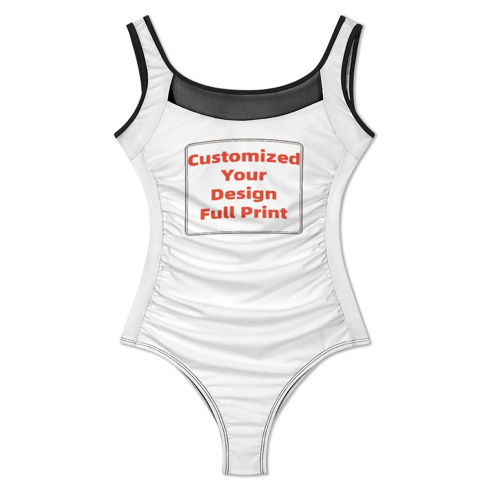 Personalized One Piece Swimsuit Women Tummy Control Vintage Swimsuits Mesh Backless Swimwear view 4