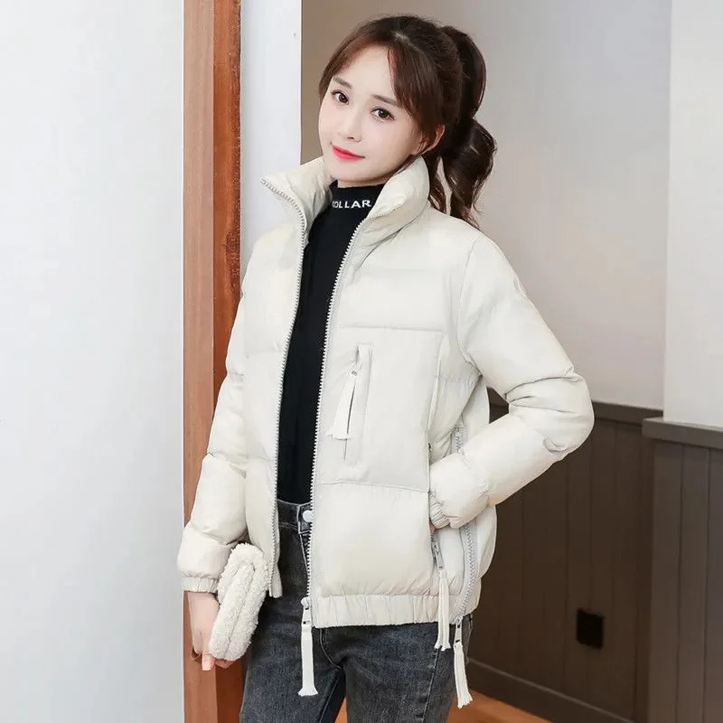 Y2K Winter Down Cotton Jacket 2024 New Stand-Up Collar Thicken Women's Clothes Outeawer Solid Colour Fashion Female Parkas Coat