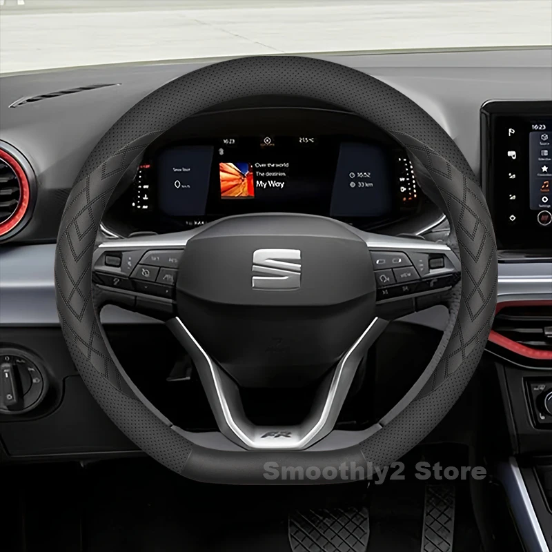 

Leather Car Steering Wheel Cover For Seat Arona 2024 2018-2023 Covers For Covers Auto interior Seat leon Accessories 2020