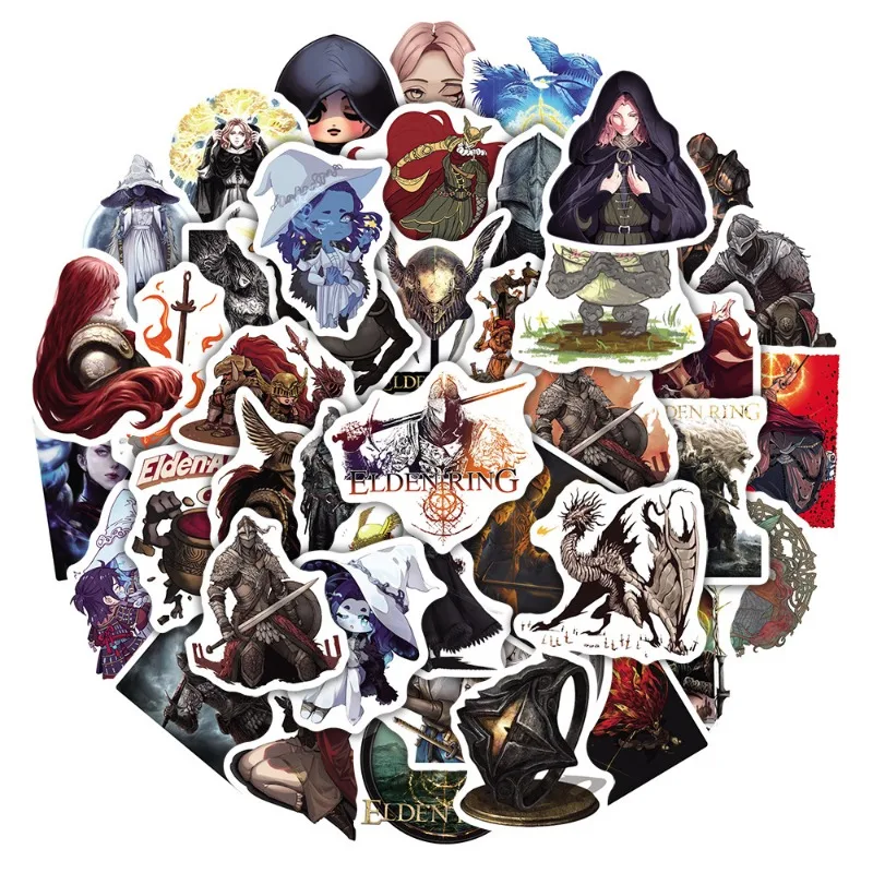 

50pcs Game Elden Stickers Skateboard Fridge Guitar Laptop Motorcycle DIY Decorative Waterproof Stickers Gifts Toys