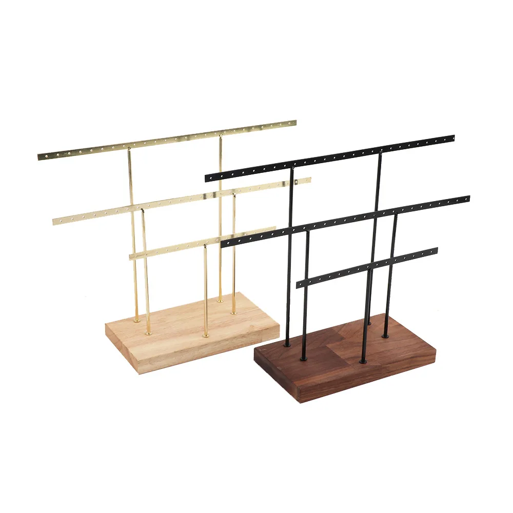 Wooden Metal Earring Stand Ear Studs Display Holder Rack Hanging Jewelry Shelf Organizer Box For Women Storage counter Shows