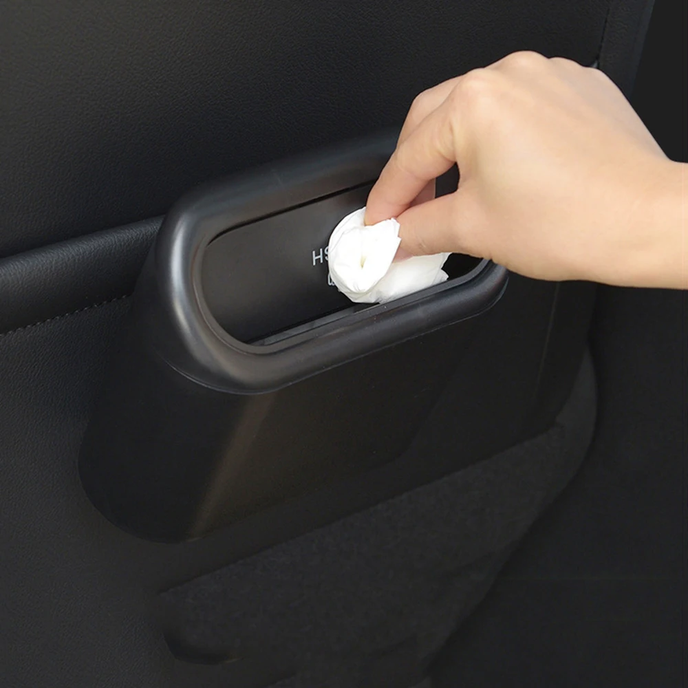 Car Dust Case Trash Bin Hanging Vehicle Garbage Storage Box Plastic Pressing Square Trash Can Type Auto Car Interior Accessories