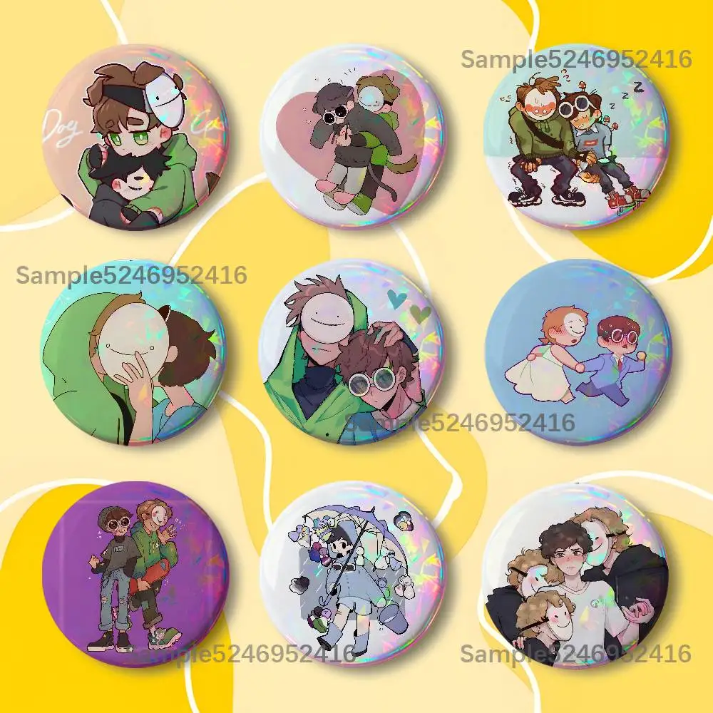 D-Dreamnotfound Laser Badge Round Creative Pins Brooch Niche Design Brooch for Backpack Lapel Pins Accessories