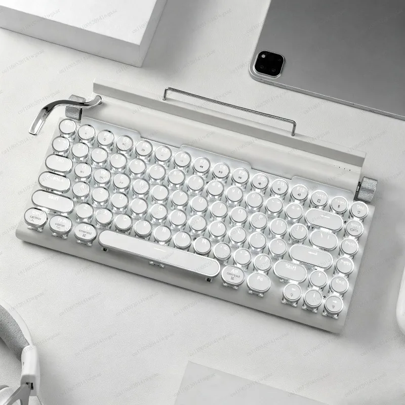 Retro Steampunk Typewriter Keyboard Wireless Bluetooth Dual Mode Mechanical Keyboard for PC Tablet