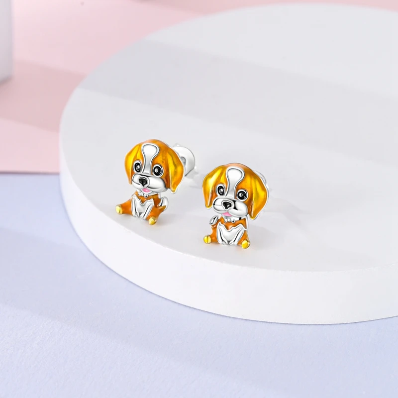 925 Sterling Silver Cute Little Dog Animal Pet Earrings Stud Earrings For Lady S925 Jewelry Party Exquisite Birthday Fine Gifts