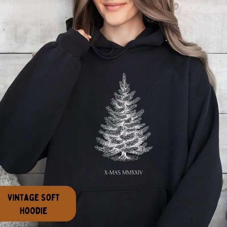 

Custom X-mas Hoodie, Y2K Retro Personalizable Sweater, Moody Minimalist Crewneck, Ultra Plush Soft, Christmas Sweater, Personali