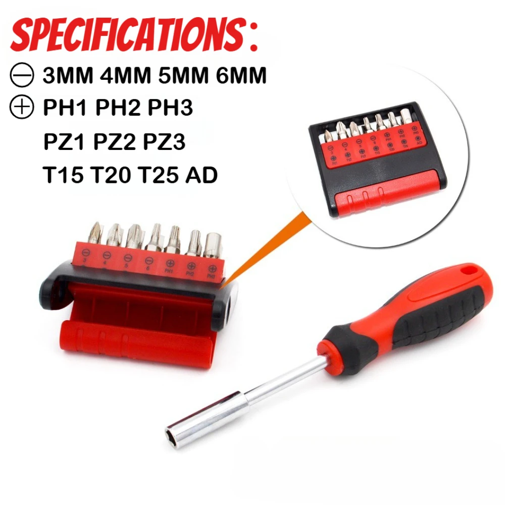 

15 Pcs Screwdriver kit Household appliance maintenance screwdriver head Set with Phillips and Flat Head Non-Slip Handle
