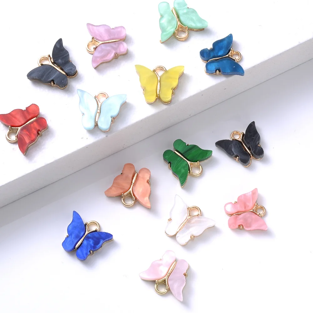 10pcs Butterfly Charms Multicolor Resin Butterfly Pendant For Jewelry Making Bracelet Necklace Anklet Diy Craft Accessories